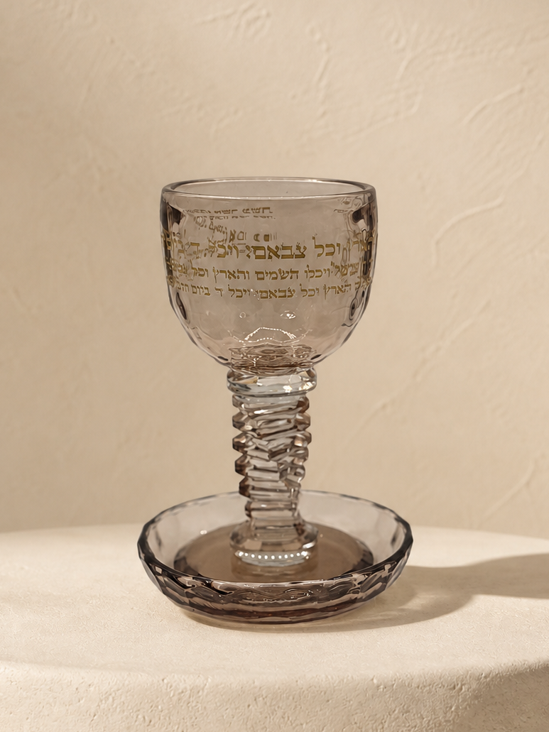 כוס קידוש קריסטל - רגל מסולסלת