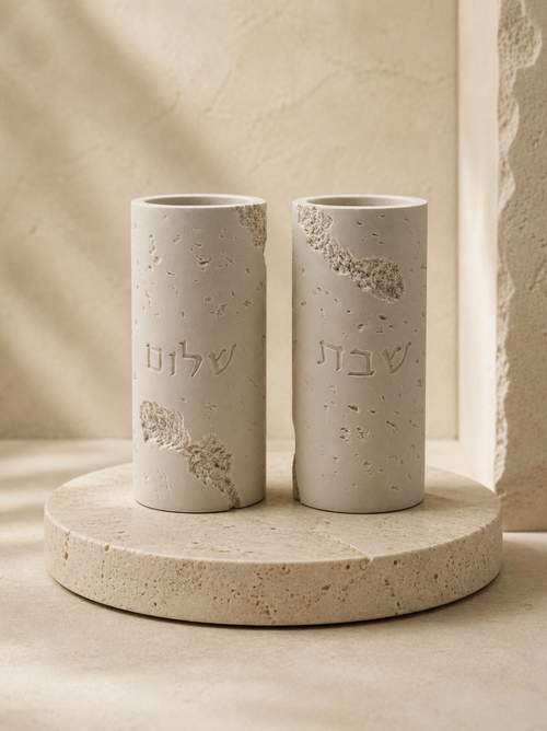 זוג פמוטי שבת בטון - גוון חול
